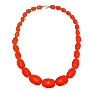 Vintage Plastic Coral Colored Graduated Beads  8” Drop JB2